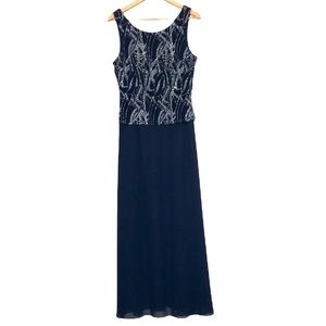 Oblique navy blue sleeveless sparkly evening gown 10